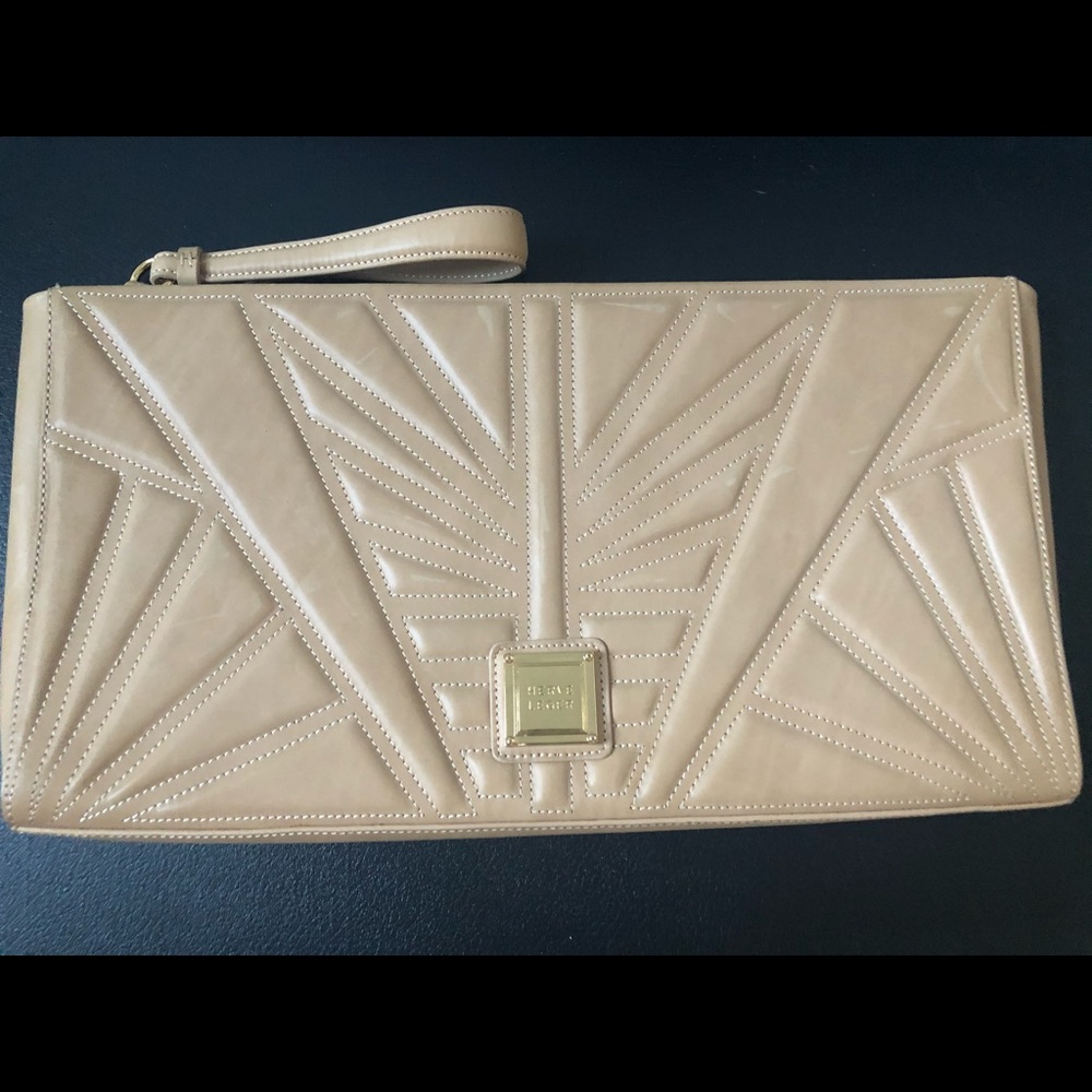 HERVE LEGER Nude Oversize Clutch Purse